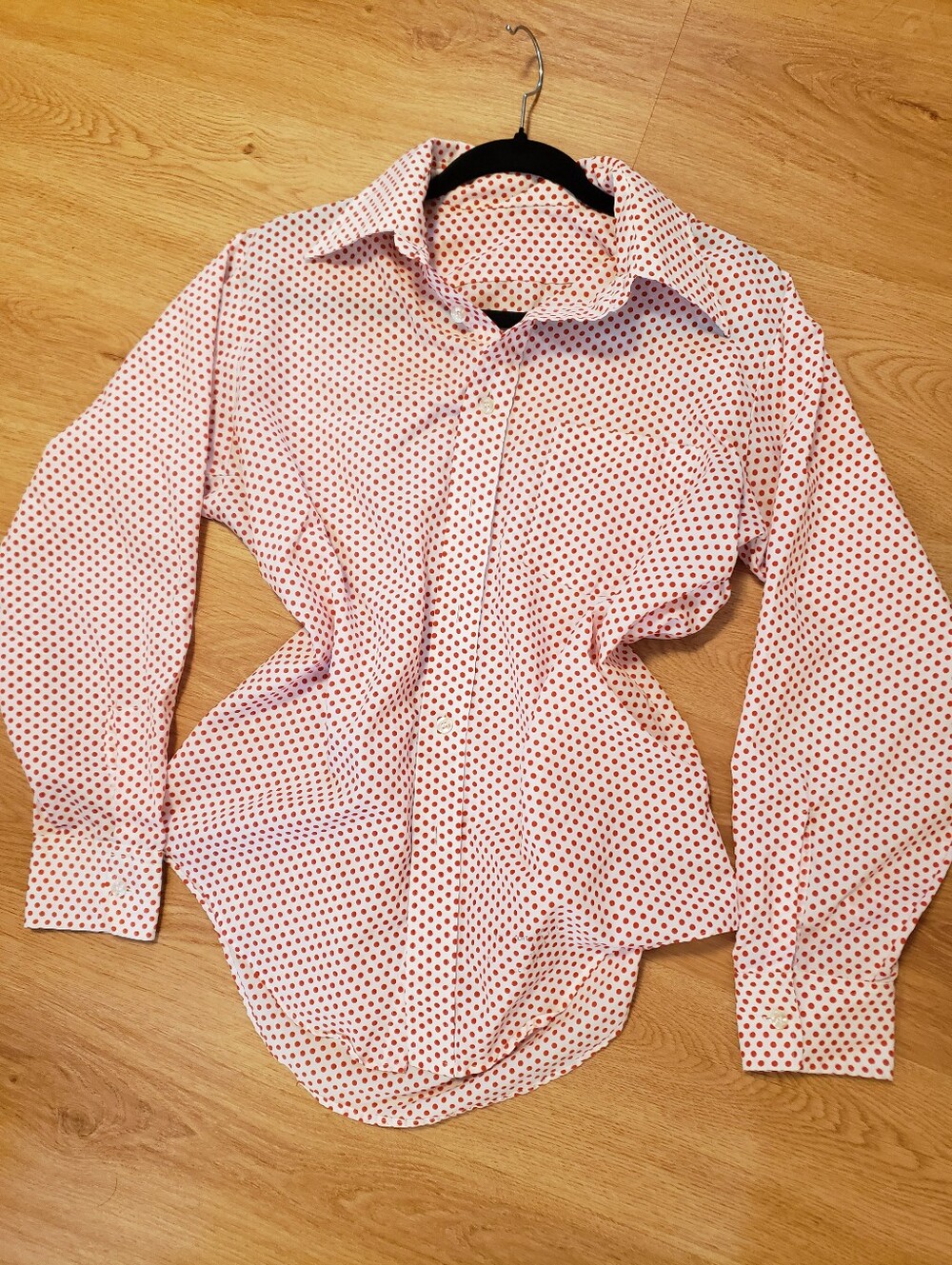 CUTE Polka Dot Button-Up Women's Blouse - Pink/White